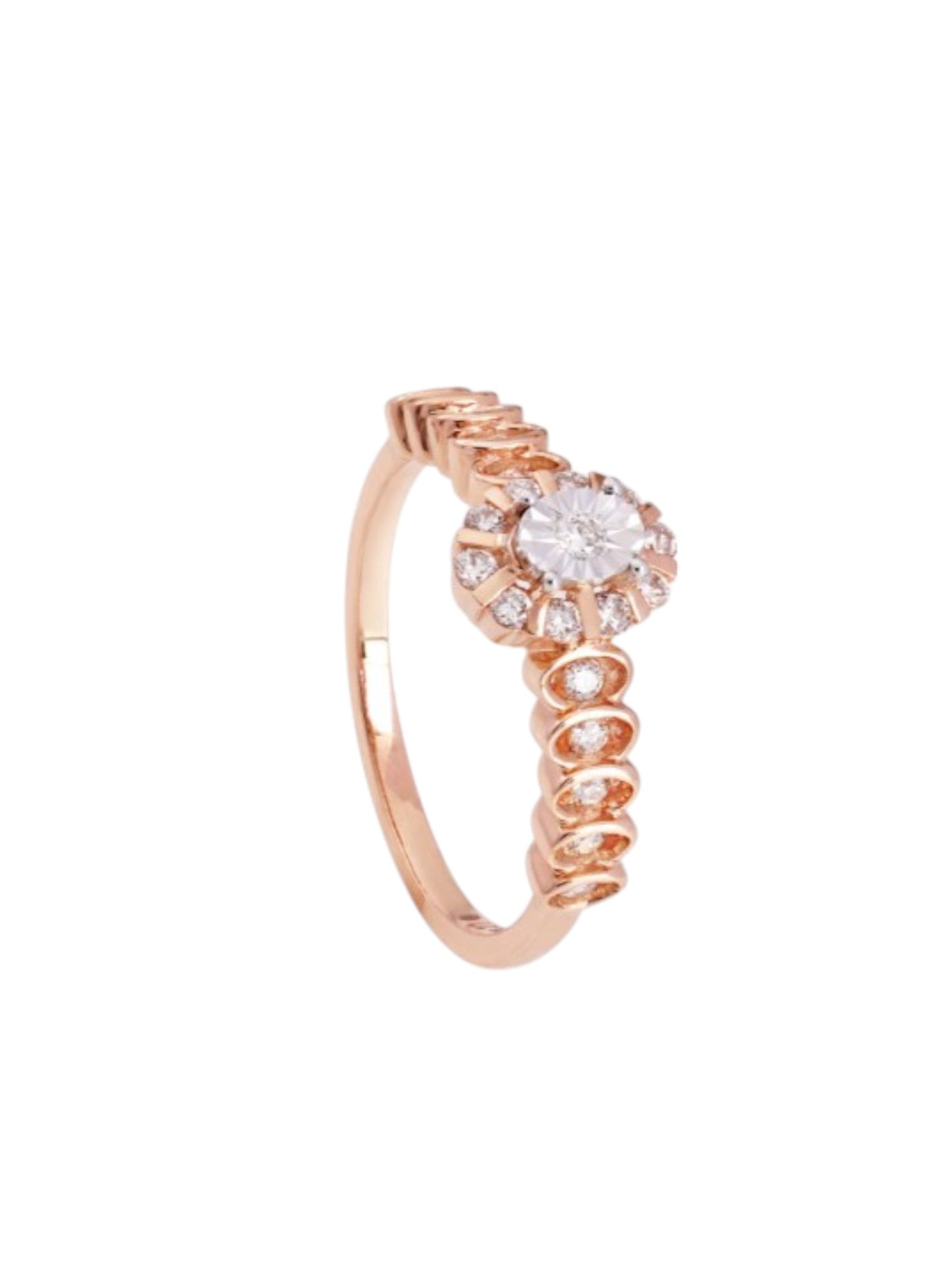 Sterling Rose Gold Plated CZ Stone Light Weight Silver Ring For Women By Kesardeep